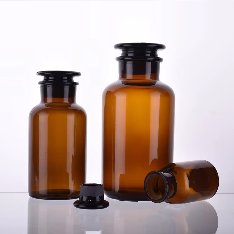 Винтажный стиль Янтарный прозрачный химический стеклянный реагент Аптекарские бутылки