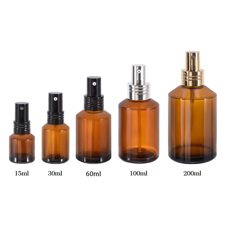 Новейший дизайн Янтарная косметика 15 мл 30 мл 60 мл 100 мл 200 мл Бутылка лосьона с насосом