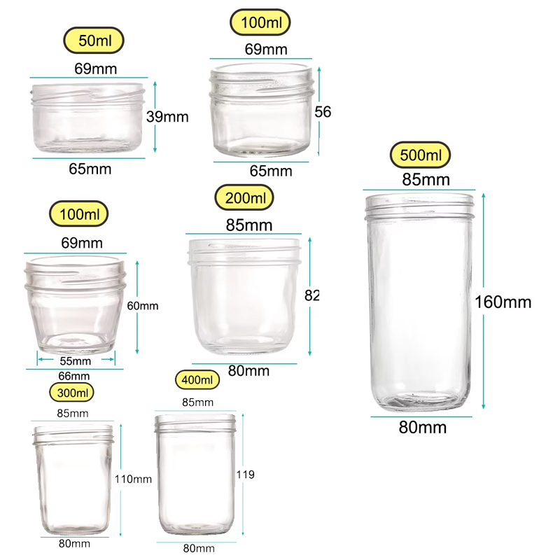 Круглая многоразовая стеклянная банка для икры с алюминиевой крышкой
