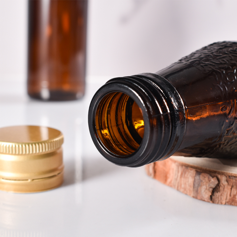 Производитель 100 мл герметичных стеклянных бутылок для сиропа из янтарного стекла с металлической крышкой
