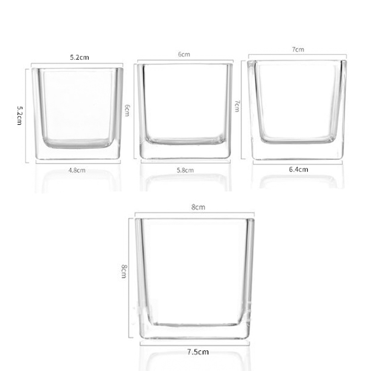 Дешевые 80 мл, 120 мл, 200 мл, 300 мл, пустые квадратные банки для свечей, прозрачные с натуральной деревянной пробковой крышкой