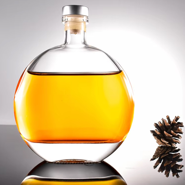 Стеклянные бутылки для ликера 250 мл, прозрачные круглые