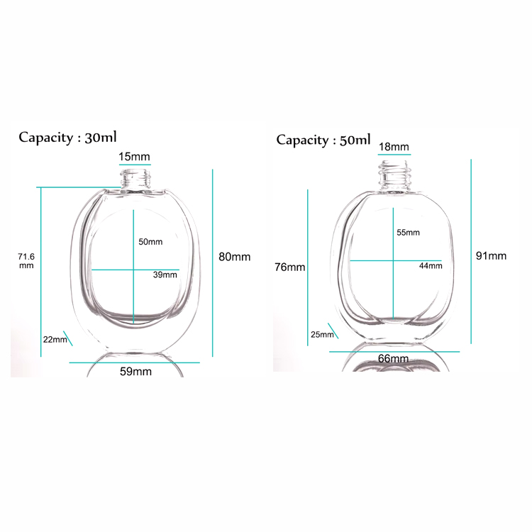 Роскошный перерабатываемый флакон духов 30 мл 50 мл из матового прозрачного стекла с черной крышкой-распылителем насоса