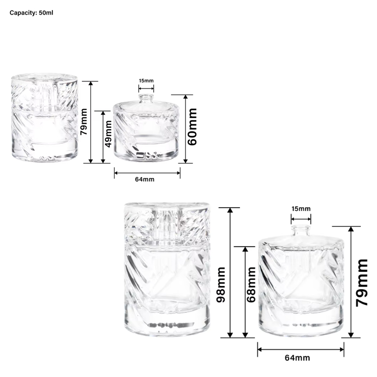 Флакон духов шаблона 50 мл 100 мл цилиндрической формы стеклянный распылитель стеклянный флакон духов
