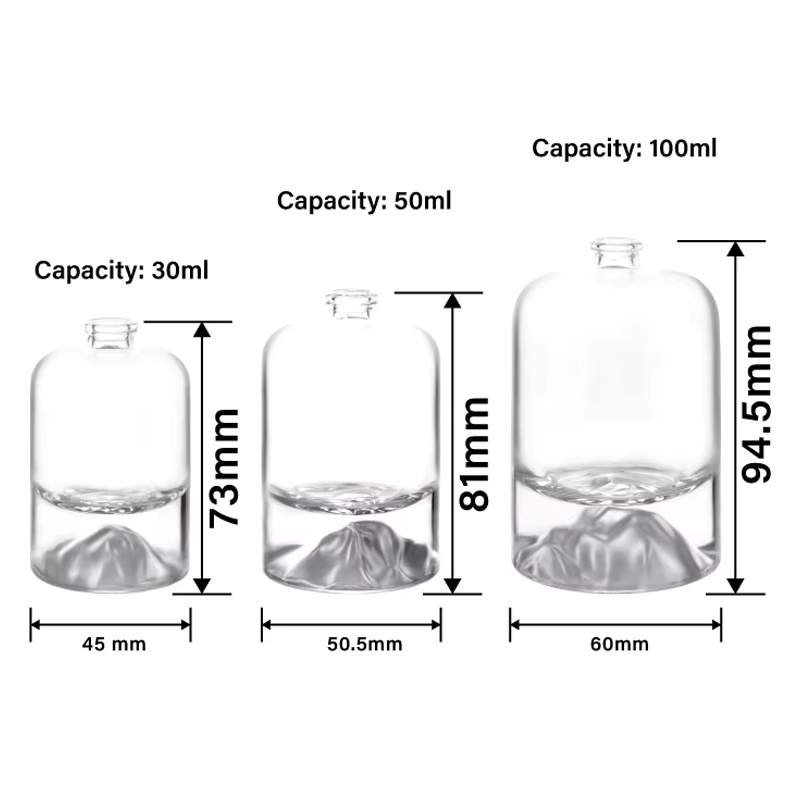 30 мл 50 мл Тяжелая основа с вулканическим дном 100 мл Круглый цилиндр для парфюмерного распылителя