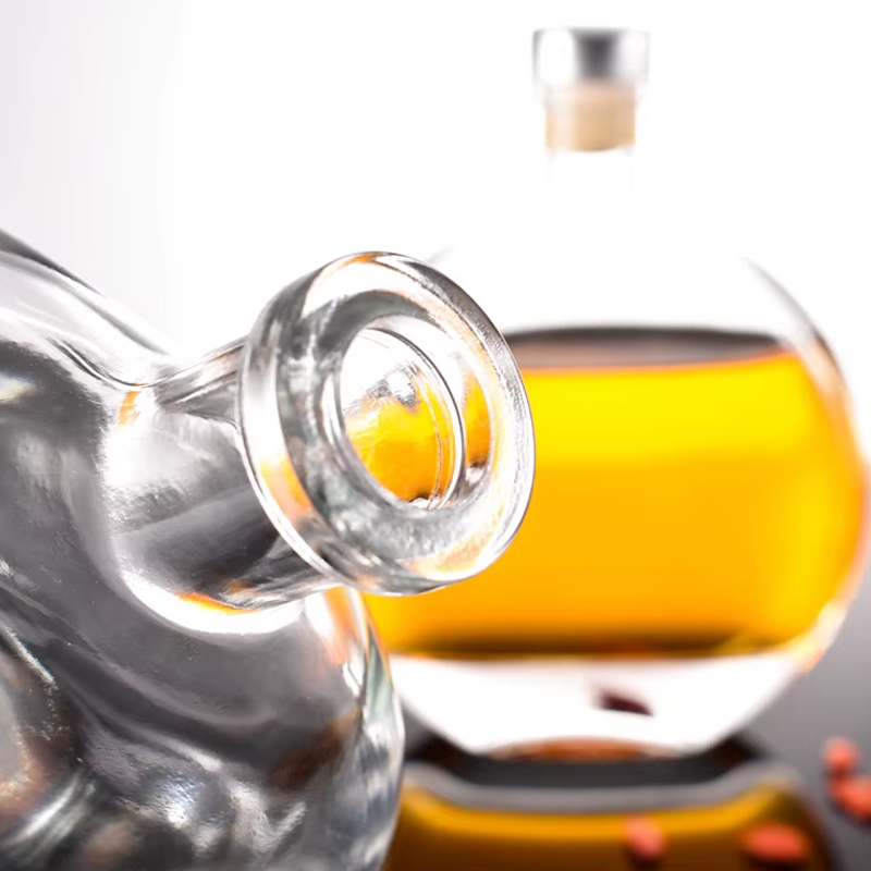 Стеклянные бутылки для ликера 250 мл, прозрачные круглые