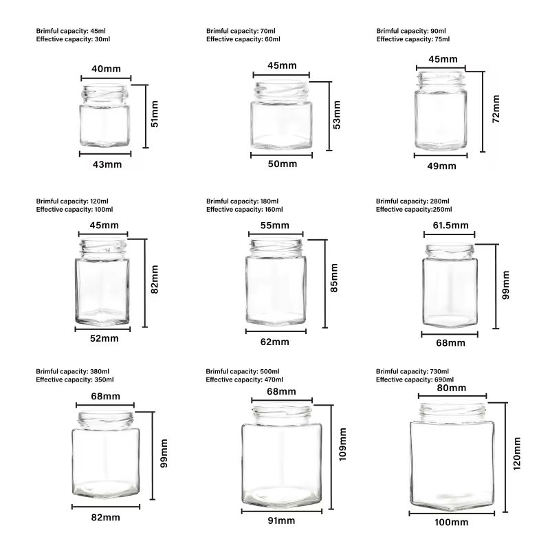 Шестиугольные стеклянные банки с закручивающейся крышкой