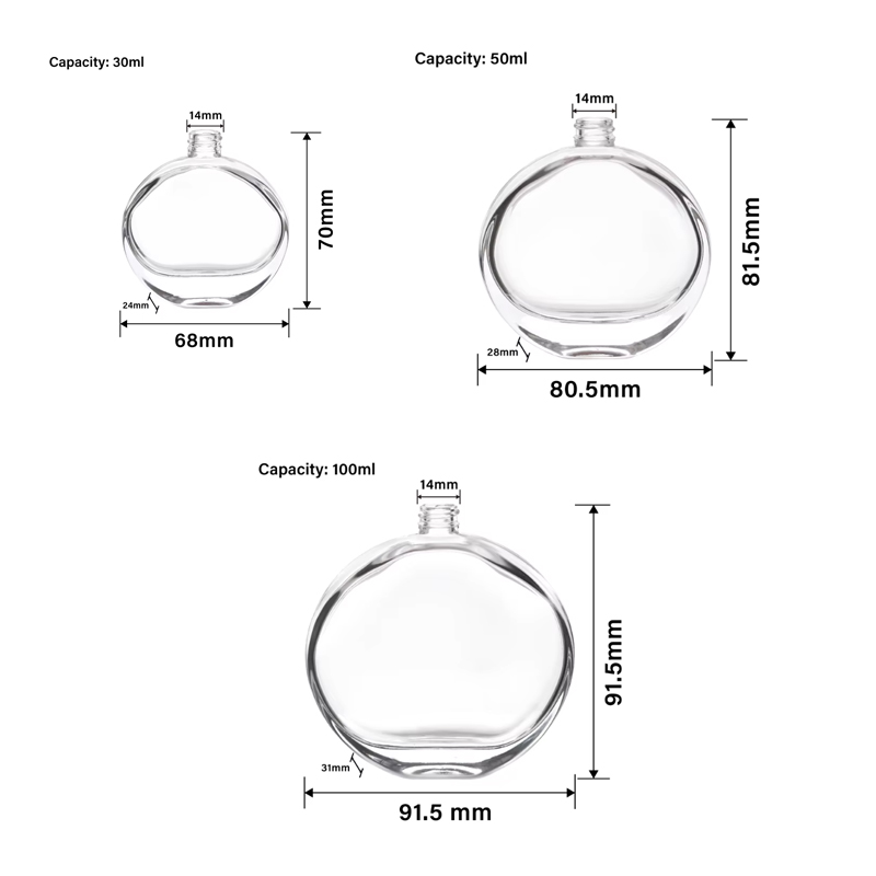 30 мл, 50 мл, 100 мл, современные стеклянные флаконы для духов со сплюснутым винтом и горлышком