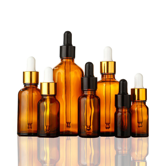 Роскошные бутылки-капельницы из янтарного стекла объемом 5 мл, 10 мл, 15 мл, 20 мл с пипеткой