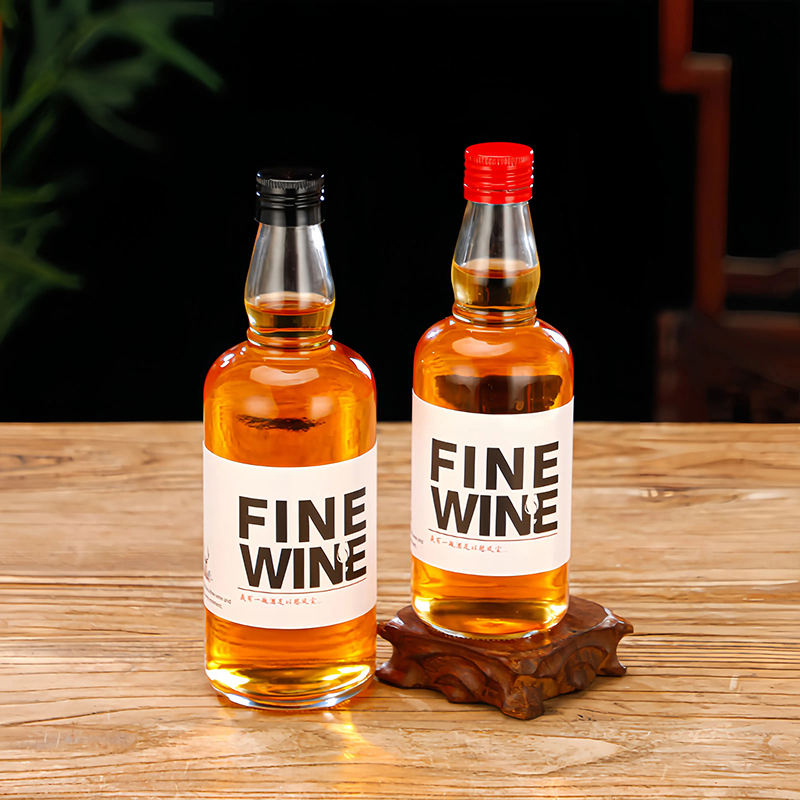 Оптовая продажа, круглая стеклянная бутылка для текилы, виски, водки, 50 мл, 100 мл, 200 мл, 375 мл, 500 мл, стеклянная бутылка для ликера с завинчивающейся крышкой
