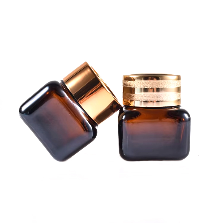 Стеклянная банка для крема, 50 г, квадратный крем для глаз, коричневая косметика для лица 