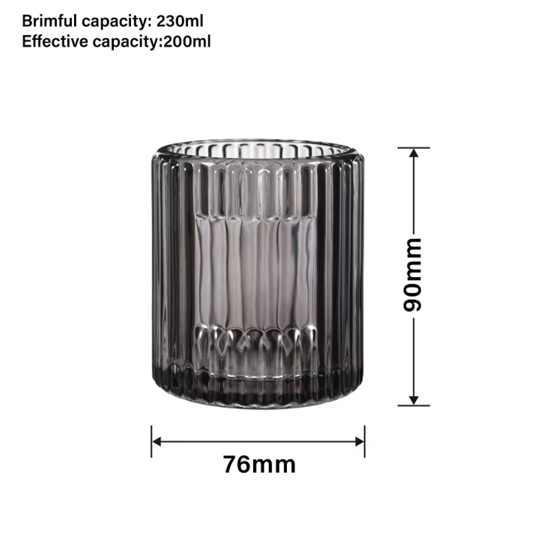 Пустые прозрачные ребристые стеклянные банки на 7 унций для изготовления свечей