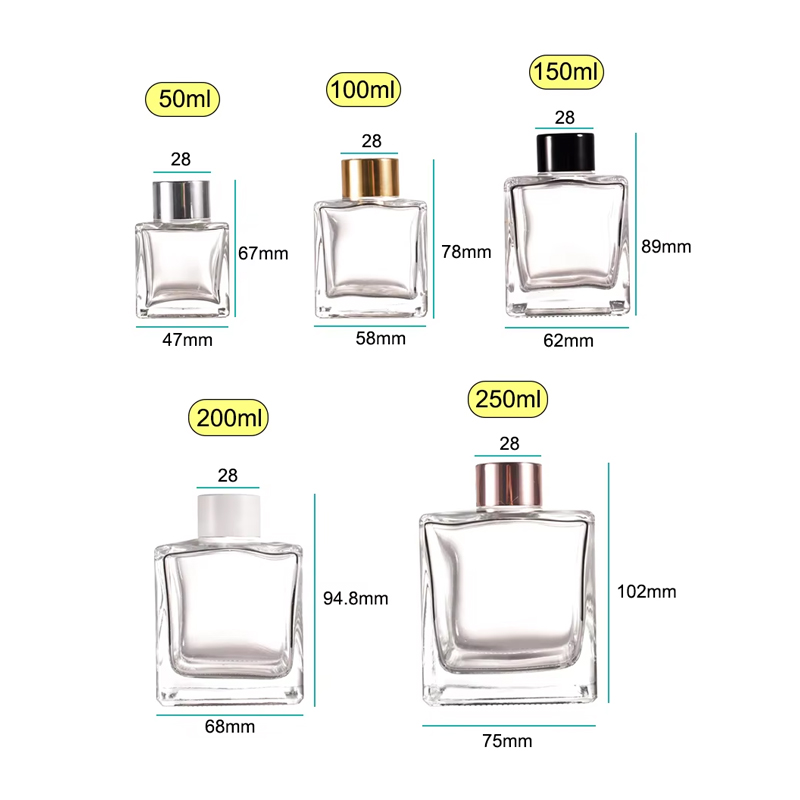 Бутылка диффузора из квадратного тростникового стекла с ротангом