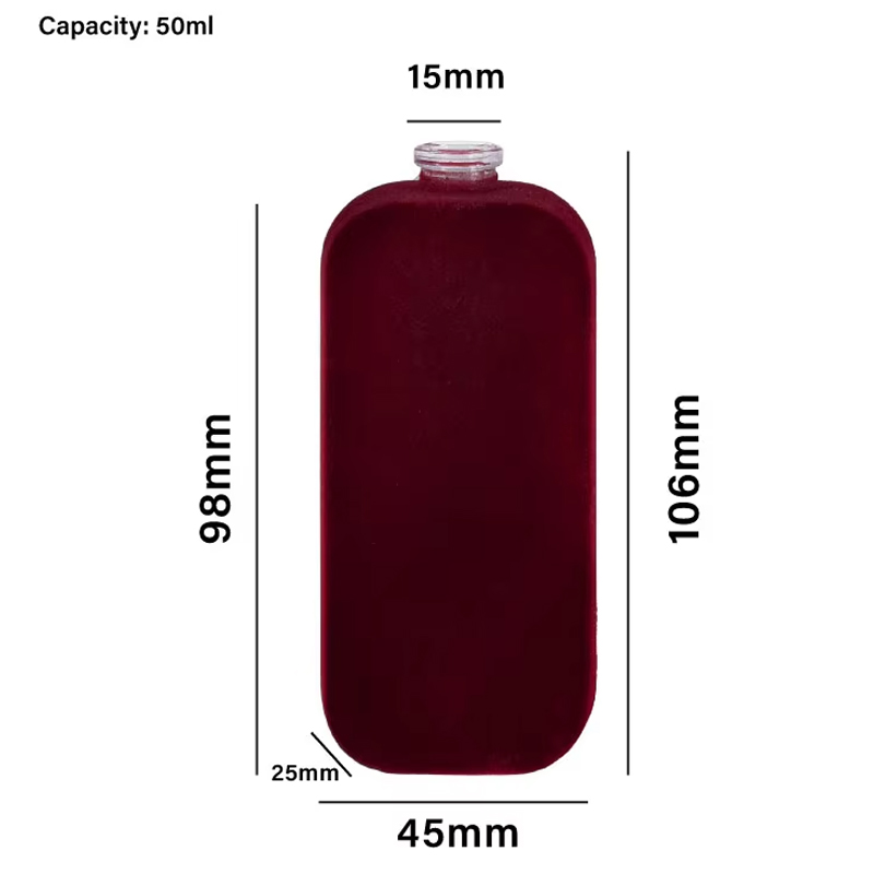 Настройте цветной роскошный обжимной флокирующий бархатный стеклянный флакон духов 50 мл стеклянный флакон духов 