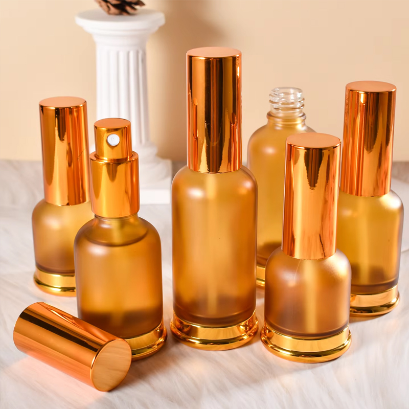 25 мл 30 мл 50 мл оранжевый матовый стеклянный флакон с тонким распылителем для духов с основанием