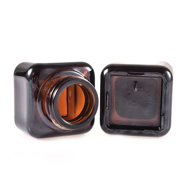 Стеклянная банка для крема, 50 г, квадратный крем для глаз, коричневая косметика для лица 