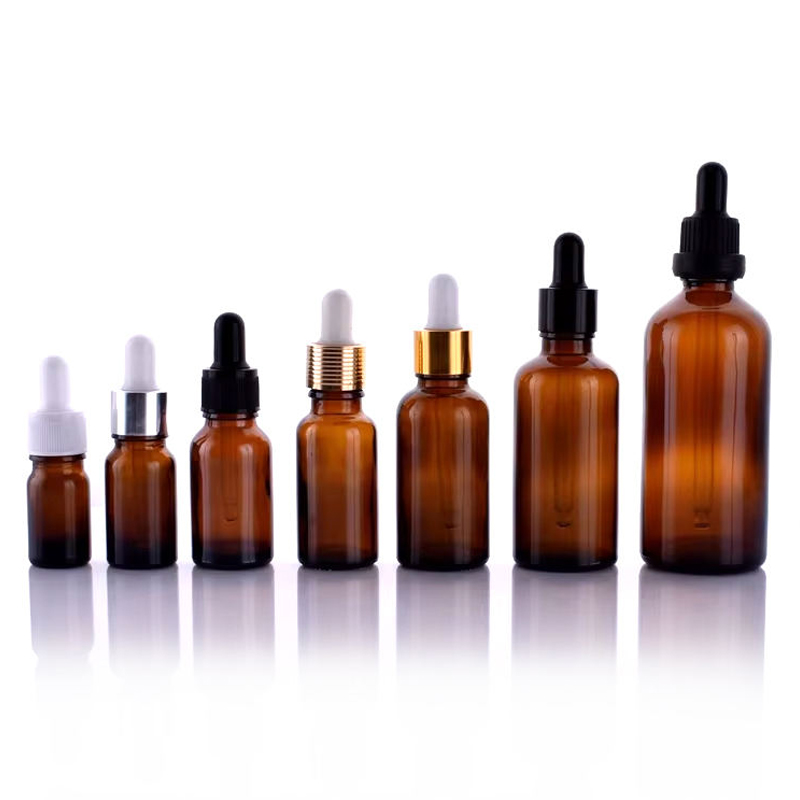 Роскошные бутылки-капельницы из янтарного стекла объемом 5 мл, 10 мл, 15 мл, 20 мл с пипеткой