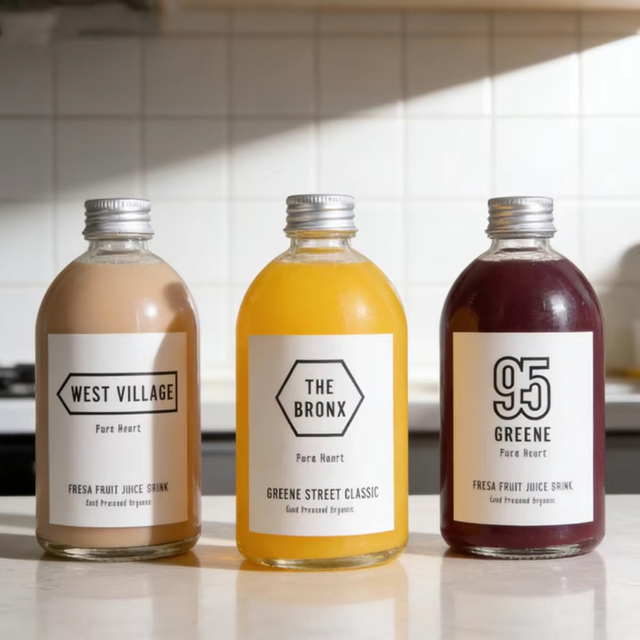 Оптовая продажа, экологически чистый сок холодного отжима, матовый, 150 мл, 270 мл, 350 мл, 500 мл, круглая стеклянная бутылка с завинчивающейся крышкой