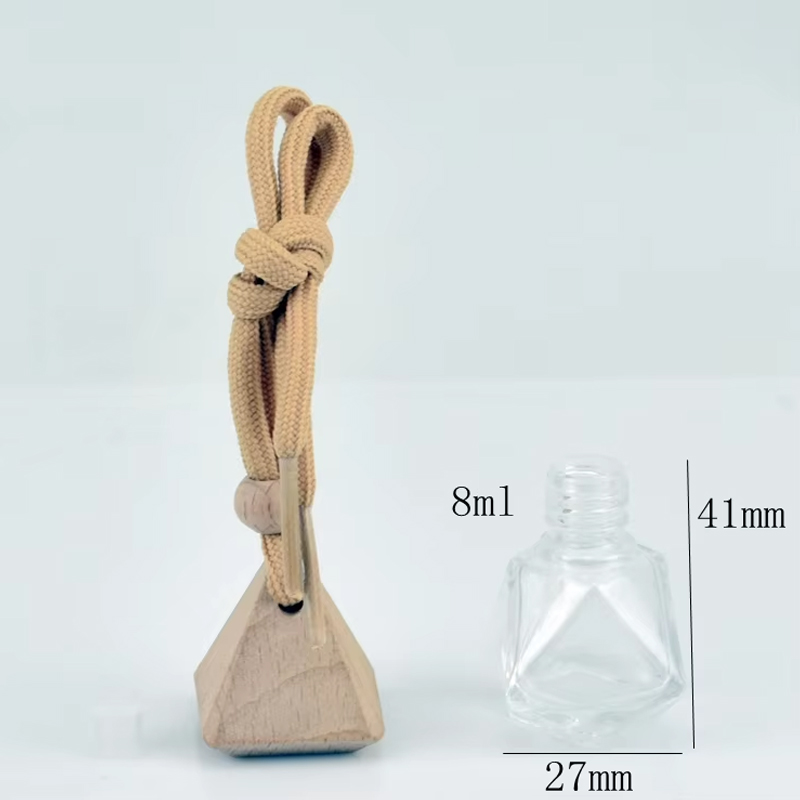 Оптовая продажа в форме ромба 8 мл Подвесной парфюмерный автомобильный диффузор Пустой автомобильный освежитель воздуха Стеклянная бутылка для духов